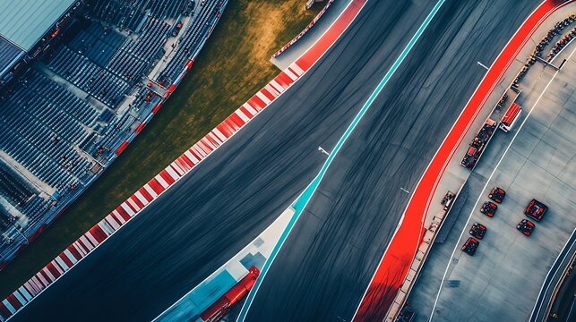 Aerial View of a Race Track with Red and White Lines