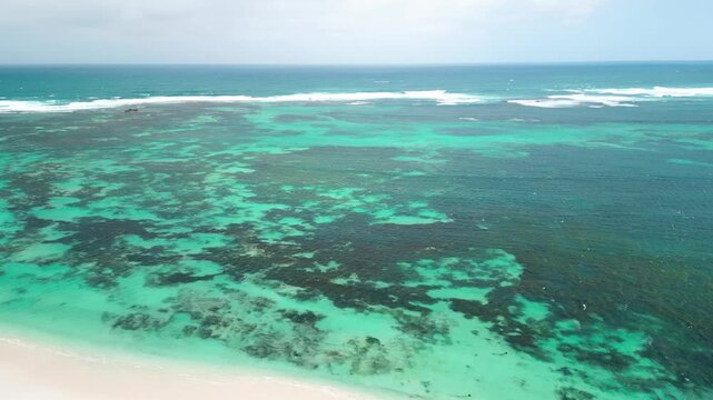 Aerial view of Lancelin coastline and town, Western Australia