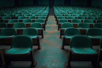 Naklejka premium Symmetrical Aerial View of Empty Stadium Chairs