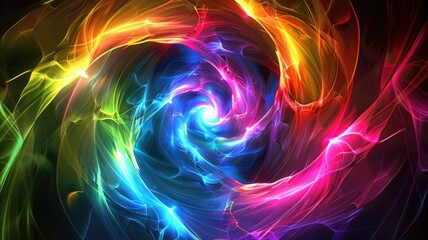 This high-definition wallpaper features a mesmerizing colorful neon vortex design, showcasing vibrant swirling lights and dynamic patterns, perfect for modern aesthetics.