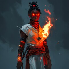 Fototapeta premium Fiery Woman: A Fantasy Digital Painting