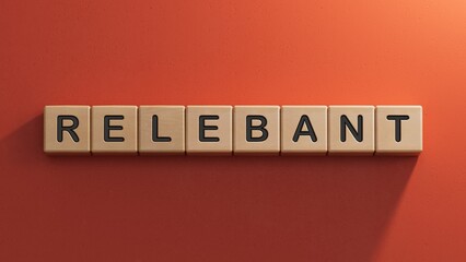 wooden cubes with text RELEVANT. financial market. financing.close up of wooden elements,Business Concept.3D rendering on red background.
