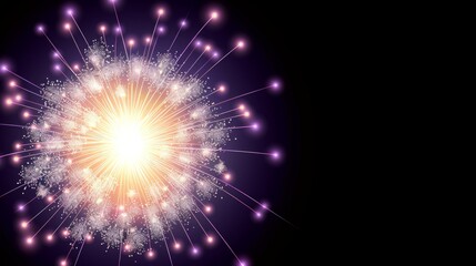 Fototapeta premium Colorful fireworks on night sky background. Celebration and holidays concept. 