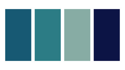 Teal Green, Teal, Seafoam Green, Royal Blue color palette. Set of bright color palette combination in rgb hex. Color palette for ui ux design. Abstract vector illustration for your graphic design