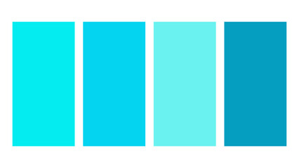 Aqua, Turquoise, Cyan, Blue Grotto color palette. Set of bright color palette combination in rgb hex. Color palette for ui ux design. Abstract vector illustration for your graphic design, banner