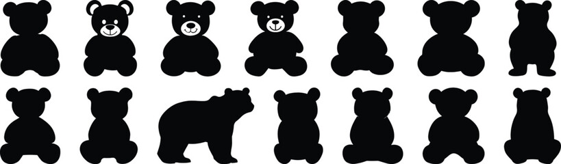 Bear silhouette set vector design big pack of animal illustration and icon