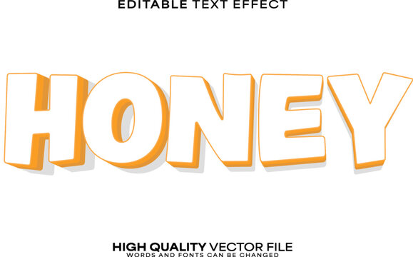 Honey text effect, editable text effect and bee 3d font style bold shadow sweet poster design