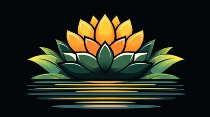 Obraz premium Serene Sunset Lotus Bloom: A Vivid Water Lily at Dusk