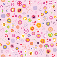 Pink Repeat Dot Cute Bug Pattern
