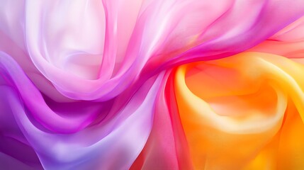 Obraz premium Colorful Silk Fabric Flowing Gracefully in Soft Pastel Hues During Daylight