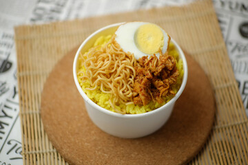 Delicious Turmeric Rice Bowl Noodles Egg and Chicken