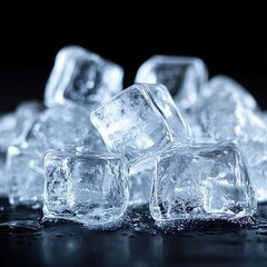 Obraz premium Crystal Clear Ice Cubes: Refreshing Drink Photography