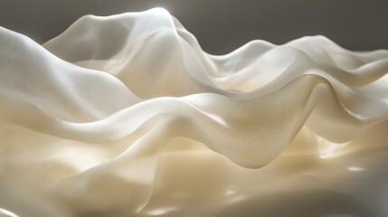 Fototapeta premium Ethereal Fabric Drapes Create Soft Waves of Light and Shadow in a Serene, Minimalistic Setting