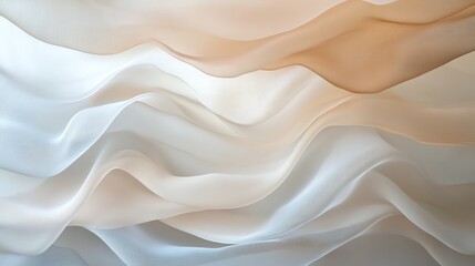 Obraz premium Waves of Sheer Fabric in Soft Neutral Tones Creating an Elegant and Delicate Background for Design
