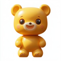 Naklejka premium Cute Cartoon Yellow Bear Figurine Plush Toy Animal for Children with Happy Expression and Soft Features