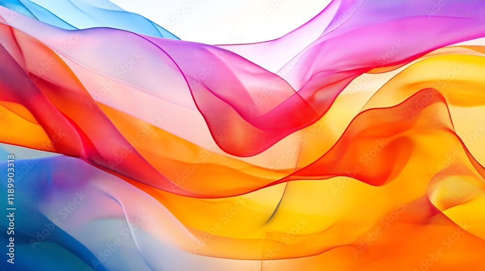 Poster Colorful Abstract Waves Create a Vibrant Visual Display With Flowing Shapes and Gradients in a Bright Background