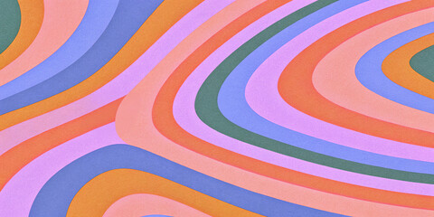 Retro vibrant color swirly, wayvy, curvy abstract background with grainy texture for a vintage or 70s-inspired nostalgic, playful, psychedelic vibe