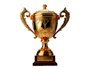 Trophy cups for the first three winner Isolated On Transparent Background