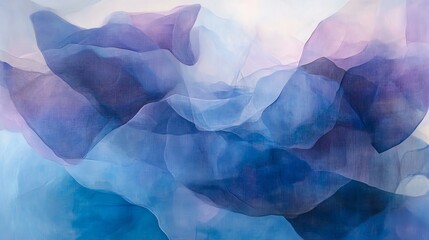 Obraz premium Abstract Blue and Purple Painting Featuring Flowing Shapes and Soft Edges in a Serene Composition