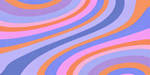 Retro vibrant color swirly, wayvy, curvy abstract background with grainy texture for a vintage or 70s-inspired nostalgic, playful, psychedelic vibe