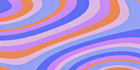 Retro vibrant color swirly, wayvy, curvy abstract background with grainy texture for a vintage or 70s-inspired nostalgic, playful, psychedelic vibe