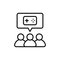 Game community outline icons, minimalist vector illustration ,simple transparent graphic element .Isolated on white background
