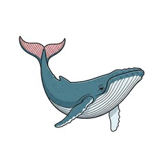 Whimsical whale with pastel tail, whale, vector, pastel, tail, minimalist, isolated, white background, graphic, design, art, illustration, ocean, sea, marine, mammal, cute, whimsical, playful, dreamli