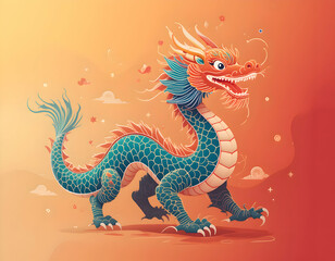 Fototapeta premium Majestic Asian Dragon Illustration
