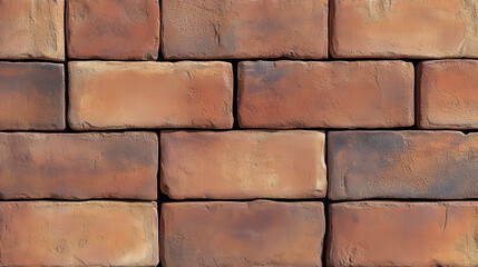 Fototapeta premium A seamless texture of red clay bricks, arranged in an old-fashioned style with visible cracks and glaze