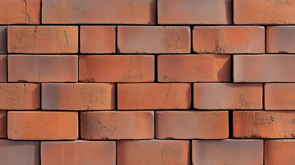 Fototapeta premium A seamless texture of red clay bricks, arranged in an old-fashioned style with visible cracks and glaze