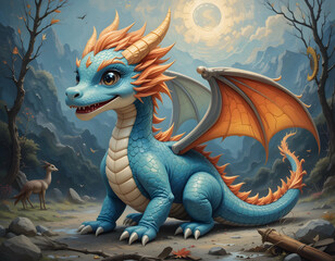 A Baby Dragon's Serene Mountain Home