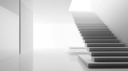 Fototapeta premium A minimalist white staircase in an open space
