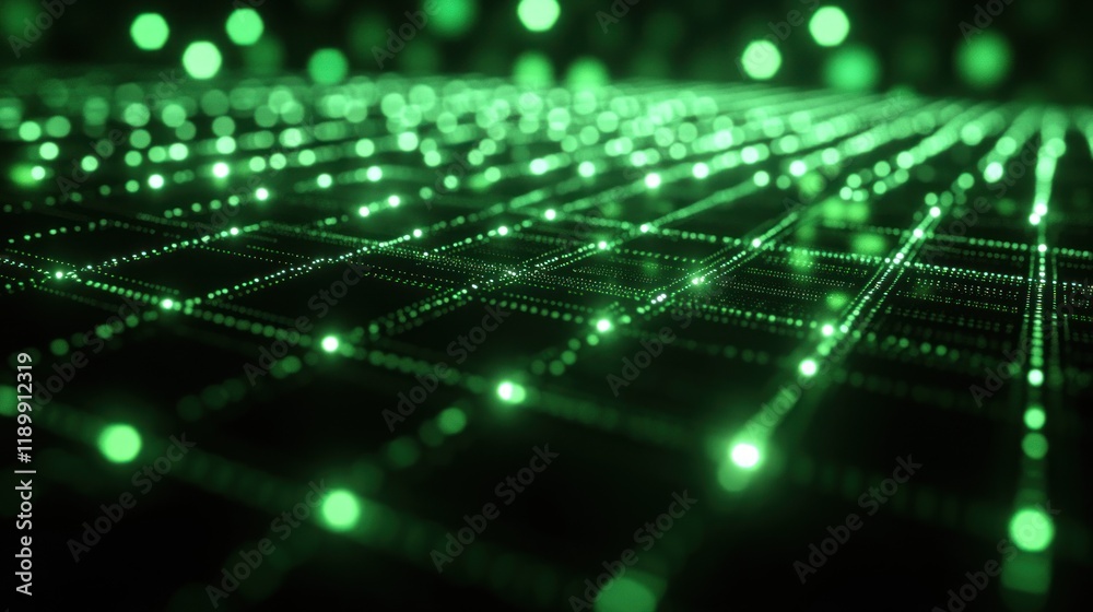 Poster abstract green network grid digital data flow visualization abstract technology background