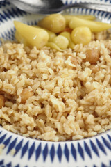 A Delightful and Delicious Bulgur Wheat Dish with Yellow Beans Served Warm