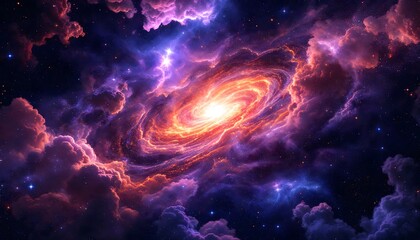 Cosmic Swirl of Colorful Clouds