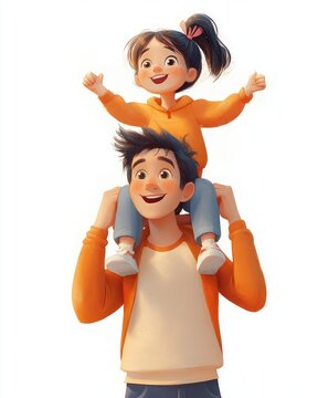 Happy Asian Brother Giving Cute Sister Piggyback Ride in Colorful Casual Outfits