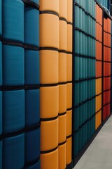 Colorful storage solutions in a modern warehouse environment contemporary design vertical view