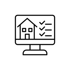 Digital home inspection outline icons, minimalist vector illustration ,simple transparent graphic element .Isolated on white background