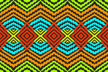 Seamless pattern Multicolor Tribal Geometric Pattern with Vibrant Accents
