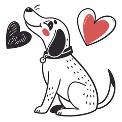 Obraz premium Vector cute Pet Dog With Love Heart