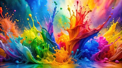 Vibrant Watercolor Background, Colorful Abstract Paint Texture, Artistic Splash Design,  High-Resolution Photo, Digital Art, Stock Image