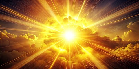 Fototapeta premium Vintage Sun Explosion: Yellow Glow, Sun Rays, Retro Photography, Radiant Sunlight, Celestial Burst
