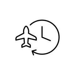 Jet lag outline icons, minimalist vector illustration ,simple transparent graphic element .Isolated on white background