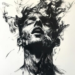 Fototapeta premium Intense Emotions: A Black and White Portrait