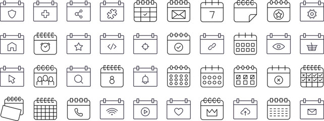 Calendar Modern Outline Style Icons for Design, Cards, Apps, Social Networks
