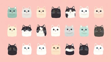 A vector illustration set of cute kittens from various cat breeds like Bengal, Siamese, and Persian, designed in a flat style with soft colors, perfect for pet lovers