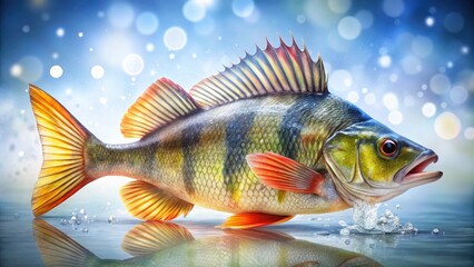 Fototapeta premium European Perch Fish Studio Shot: Vibrant Colors, Intricate Scales, High-Resolution Image