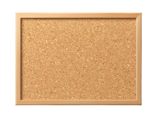 Empty cork bulletin board in wooden frame for office school or home workspace