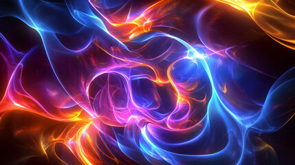 Fototapeta premium Abstract visuals blending neon lights and textured backgrounds.