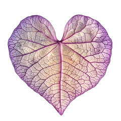 Fototapeta premium Enchanting Heart Shaped Leaf in Vibrant Purple and Pink Tones